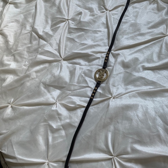 Michael Kors Brown Logo Leather Skinny Belt sz S - Picture 1 of 5
